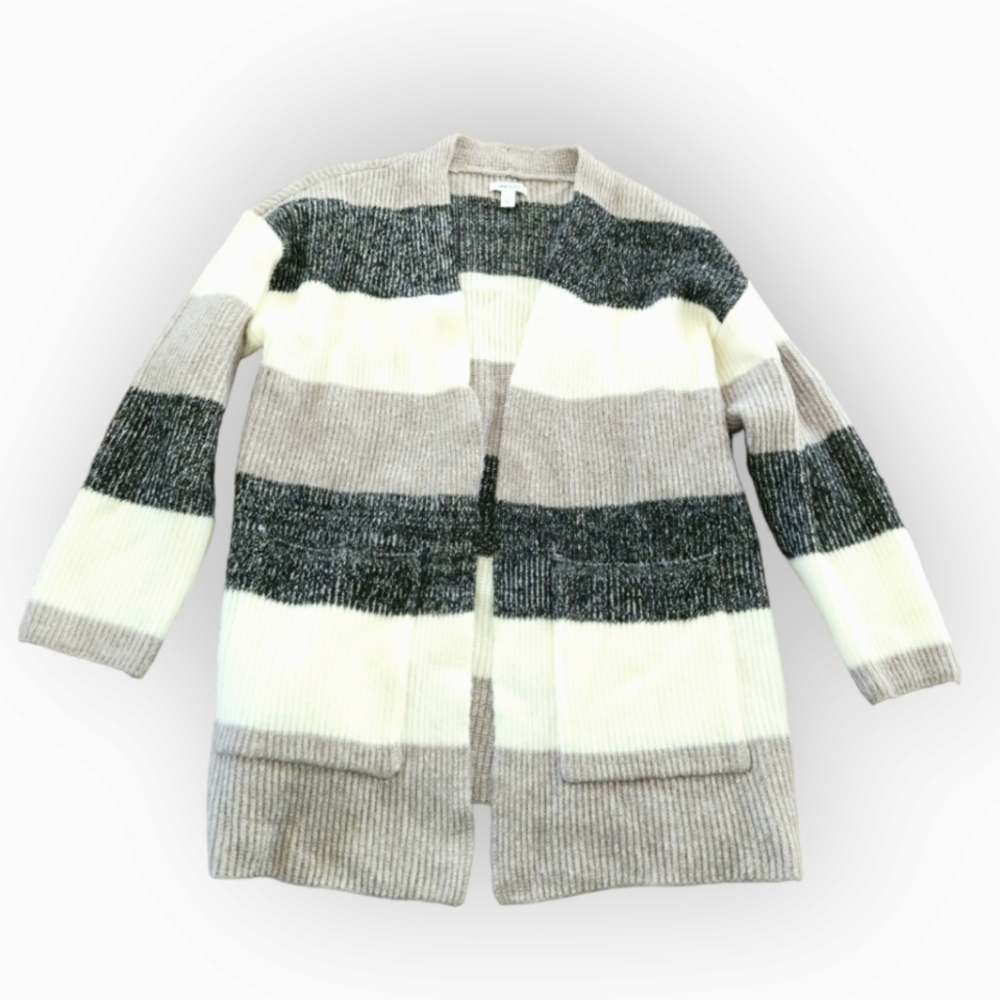 Nine West Striped Open Front Duster Cardigan Large
